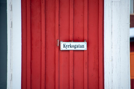 Street Sign in Town of Kiruna - Swedenの写真素材
