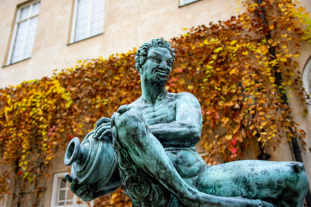 Statue of Satyr at the Residenz - Munich - Germanyの写真素材