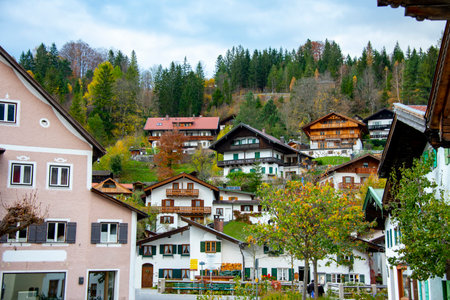 Residential Houses in Mittenwald - Germanyの写真素材
