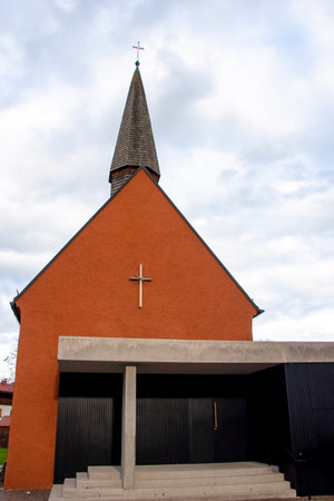Kreuzkirche Evangelical Lutheran Church - Oberammergau - Germanyの写真素材