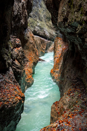 Partnachklamm Gorge in Bavaria - Germanyの写真素材
