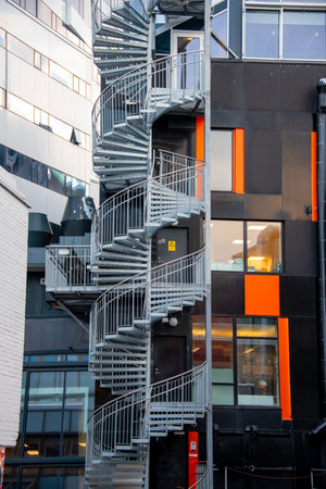 Spiral Staircase in Apartment Buildingの写真素材