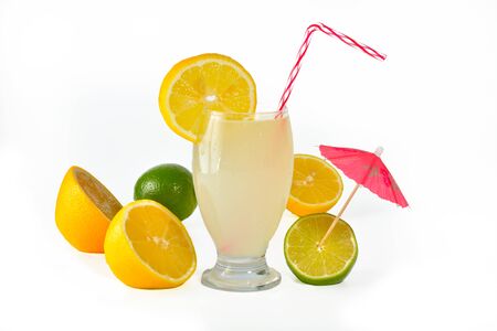 Fresh citric fruit isolated on white backgroundの写真素材