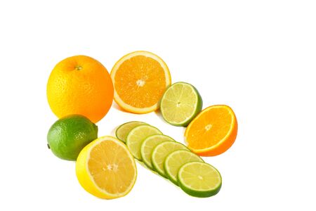 Fresh citric fruit isolated on white backgroundの写真素材