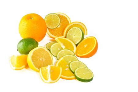 Fresh citric fruit isolated on white backgroundの写真素材