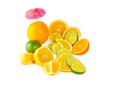 Fresh citric fruit isolated on white backgroundの写真素材