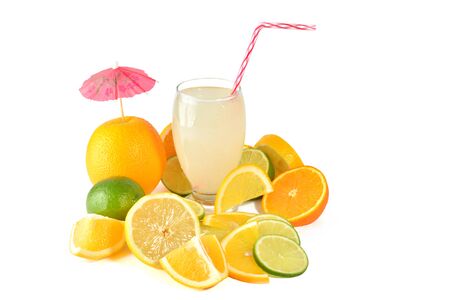 Fresh citric fruit isolated on white backgroundの写真素材