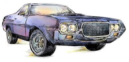 Sketch of a modern car. Hand-drawn illustration.の素材