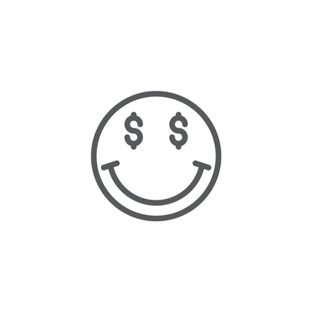 Money face smiley vector icon symbol emoticon isolated on white background
