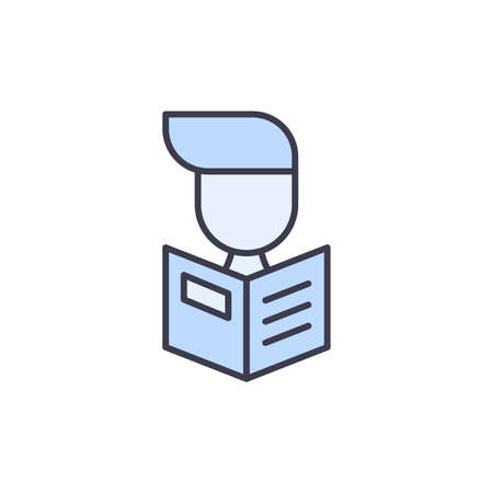 People reading book vector icon symbol isolated on white backgroundのイラスト素材