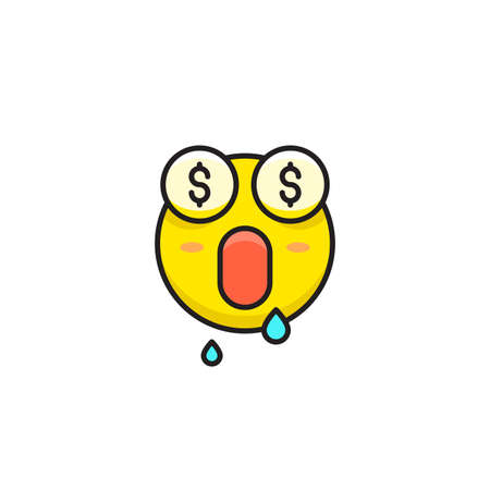 Money face smiley vector icon symbol emoticon isolated on white backgroundのイラスト素材