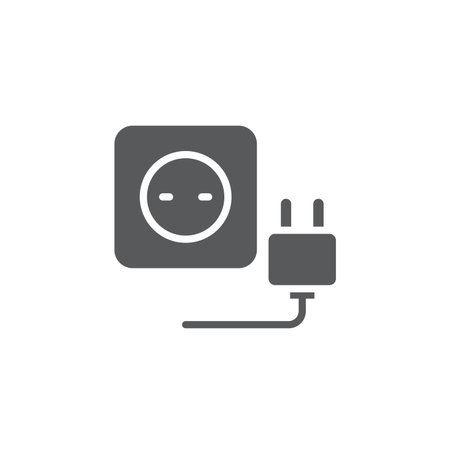 Plug socket vector icon symbol isolated on white background