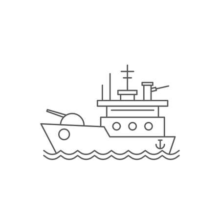 Battleship vector icon navy symbol isolated on white backgroundのイラスト素材