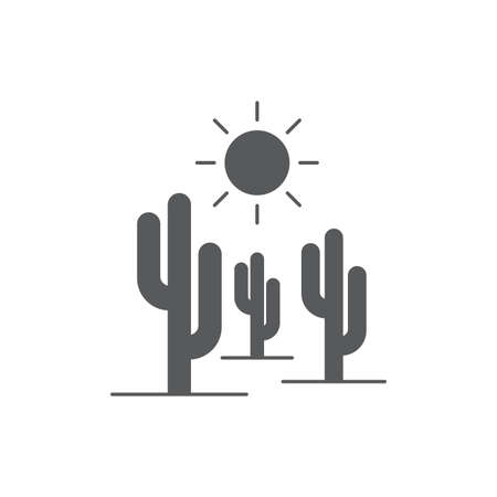 Cactus and sun vector icon isolated on white backgroundのイラスト素材