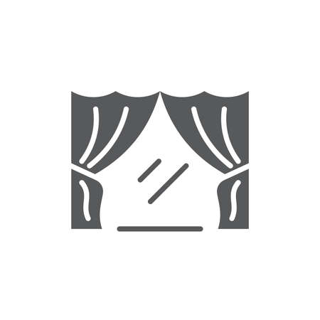 Classic curtain vector icon symbol isolated on white backgroundのイラスト素材
