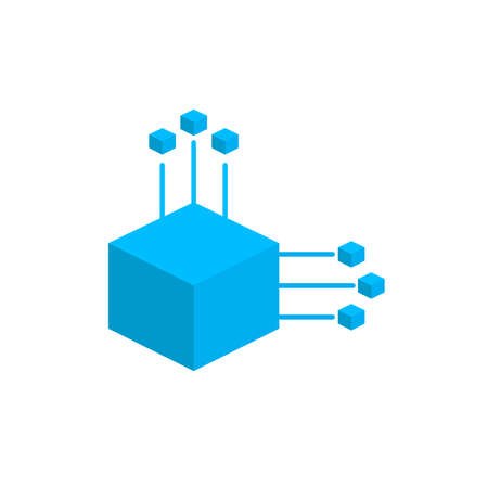 Cube network connection structure vector iconのイラスト素材