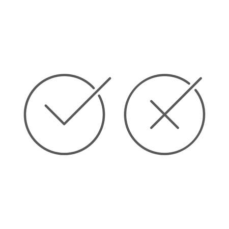 Check box line icons set isolated on white backgroundのイラスト素材