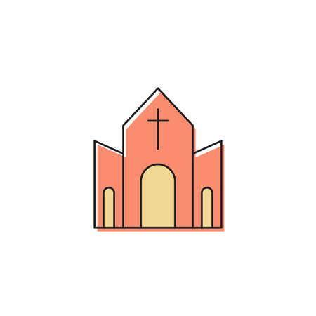 Church building vector icon symbol Christian isolated on white backgroundのイラスト素材