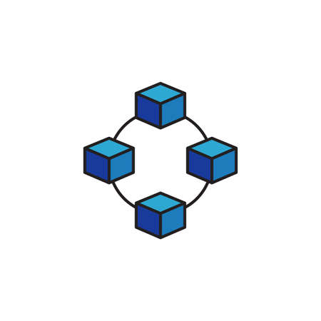 Cube network connection structure vector iconのイラスト素材