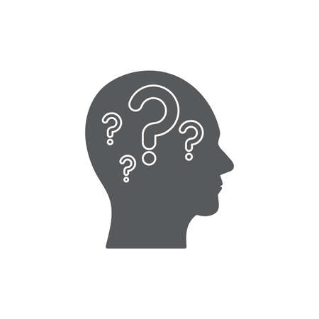 Head with question mark vector icon isolated on white backgroundのイラスト素材