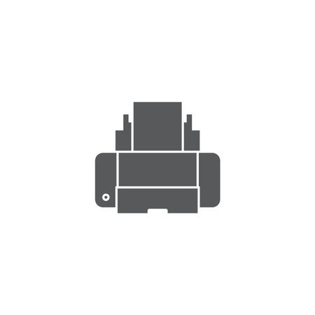 Printer printing paper machine vector icon isolated on white background