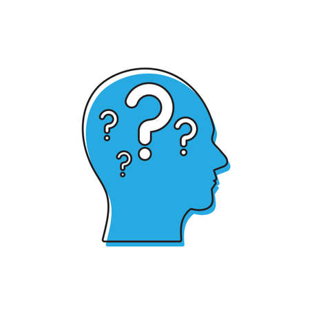 Head with question mark vector icon isolated on white backgroundのイラスト素材