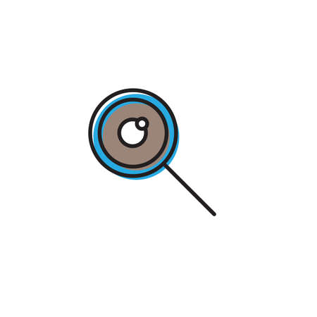 Magnifier with eye vector icon symbol isolated on white backgroundのイラスト素材