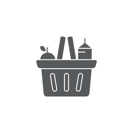 Grocery shopping basket vector icon symbol isolated on white backgroundのイラスト素材