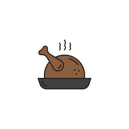 roasted chicken vector icon isolated on white backgroundのイラスト素材