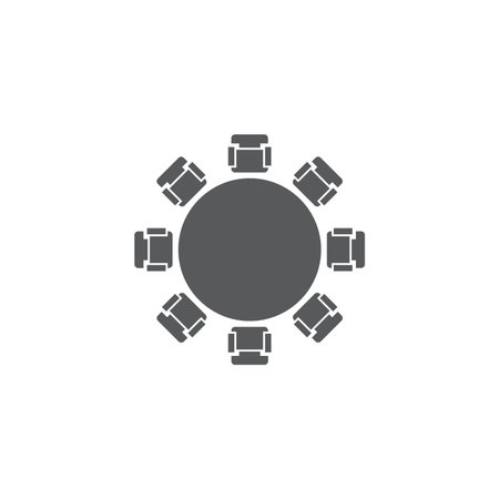 Round table and chairs top view vector icon isolated on white background