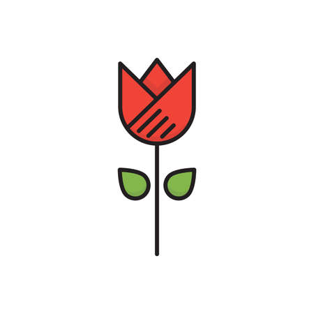Tulip flower vector icon symbol isolated on white backgroundのイラスト素材
