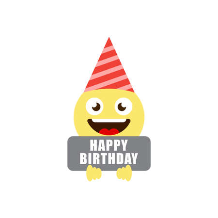 happy birthday emoticons vector icon symbol isolated on white backgroundのイラスト素材