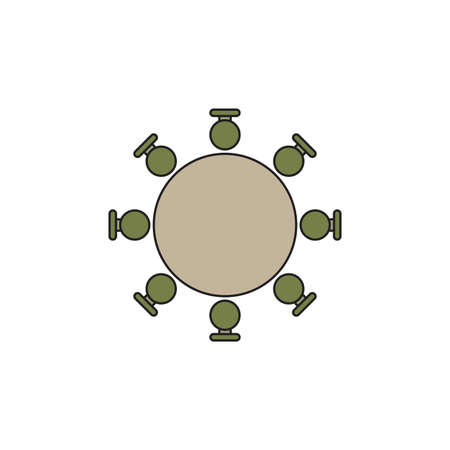 Round table and chairs top view vector icon isolated on white backgroundのイラスト素材