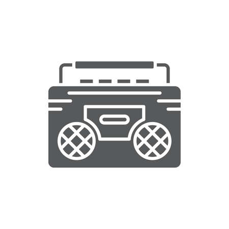 Retro cassette tape recorder vector icon symbol isolated on white backgroundのイラスト素材