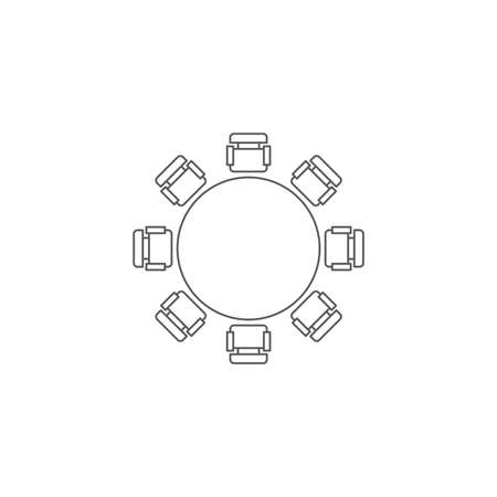 Round table and chairs top view vector icon isolated on white backgroundのイラスト素材