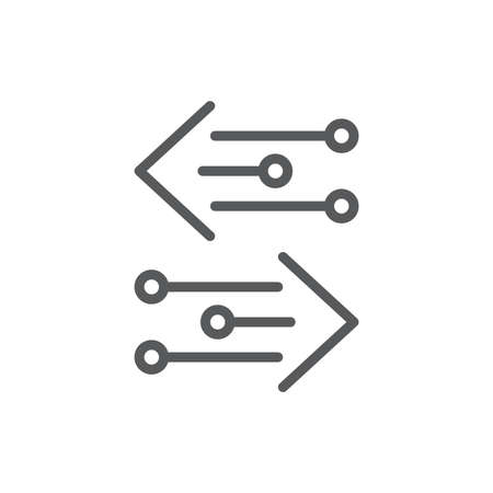 Transfer arrows outline icon. linear style sign for mobile concept and web design. Left right arrows simple line vector icon. Symbol, logo illustration.のイラスト素材