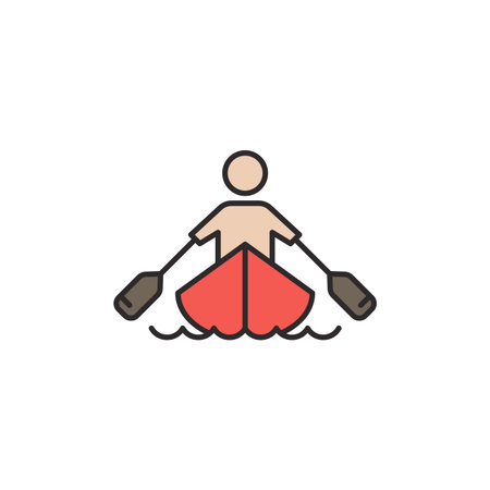 Rowing sport training vector icon symbol isolated on white backgroundのイラスト素材