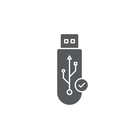 USB flash drive notification vector icon. filled flat sign for mobile concept and web design. USB connection technology simple solid icon. Symbol, logo illustrationのイラスト素材