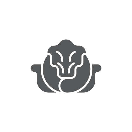 Cabbage leaves vector icon symbol vegetables isolated on white backgroundのイラスト素材