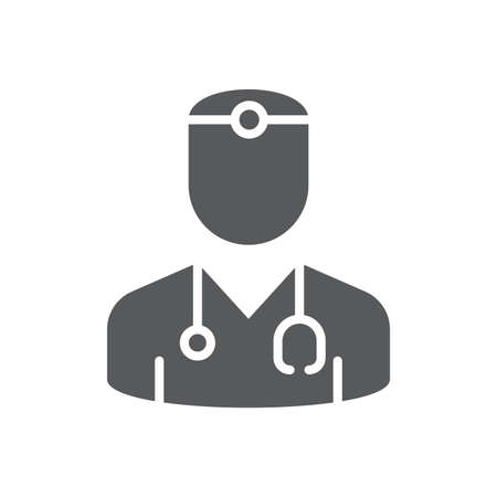 Doctor with stethoscope vector icon symbol isolated on white backgroundのイラスト素材