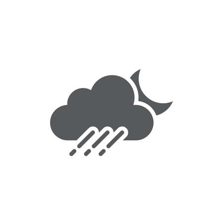 Cloud rain and moon vector icon symbol weather isolated on white backgroundのイラスト素材