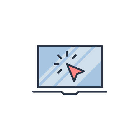 Laptop cursor click vector icon symbol isolated on white backgroundのイラスト素材