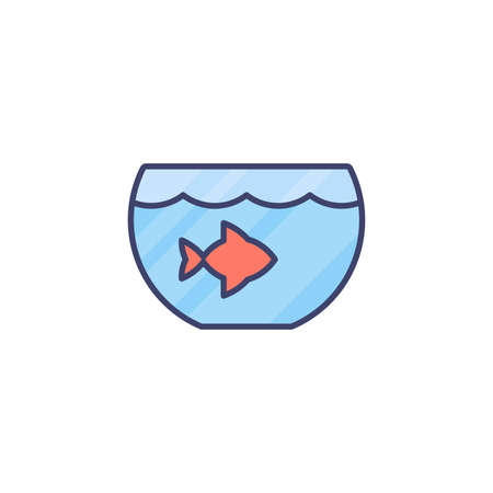 Aquarium with fish vector icon symbol isolated on white backgroundのイラスト素材