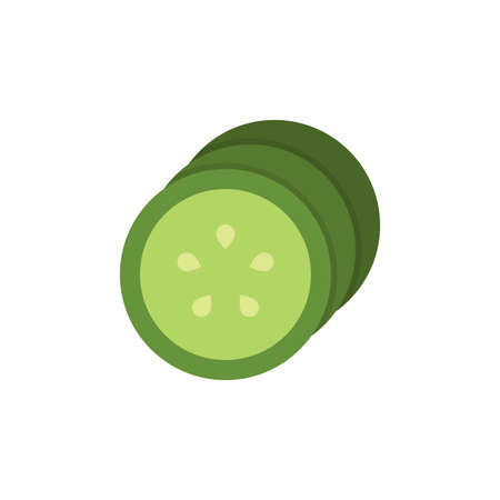 Cucumber slice vector icon symbol isolated on white backgroundのイラスト素材