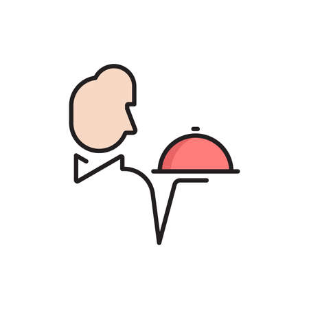 Restaurant waiter avatar vector icon isolated on white backgroundのイラスト素材