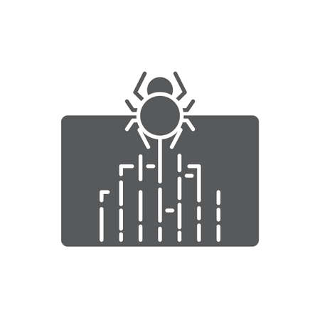spider on web vector icon symbol virus malware isolated on white backgroundのイラスト素材