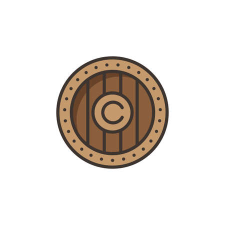 Shield with copyright sign vector icon symbol isolated on white backgroundのイラスト素材