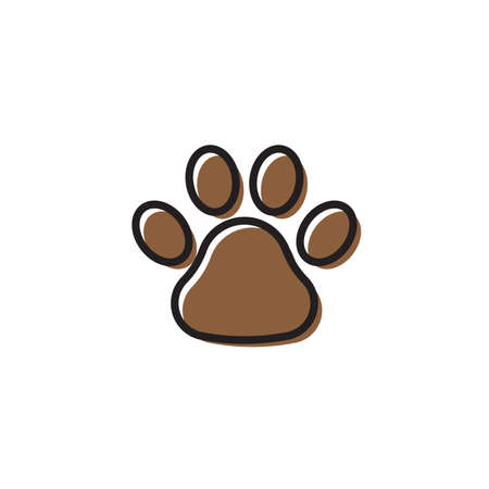 Black Paw Print vector icon, isolated on white backgroundのイラスト素材