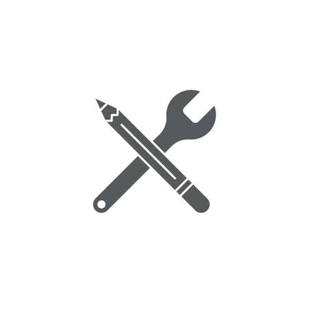 Wrench and pencil vector icon concept, isolated on white backgroundのイラスト素材
