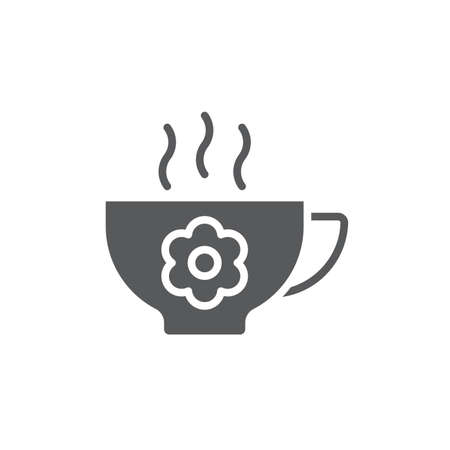 Aroma tea cup with flower vector icon symbol isolated on white backgroundのイラスト素材